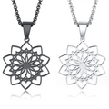 Yiwu Aceon Stainless Steel Fashion Flower Shape Hollow Heart Edge Women OM Jewelry Customized Yoga Element Newest Lotus Pendant