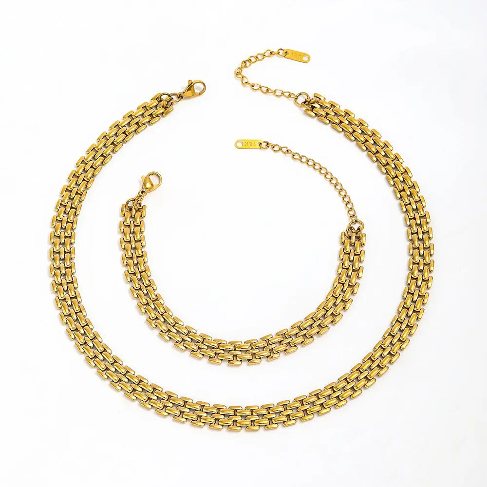 JOOLIM Ready to Ship High End Stainless Steel Mesh Band Link Chain Statement Necklace 18k Gold Plated Trendy Jewelry