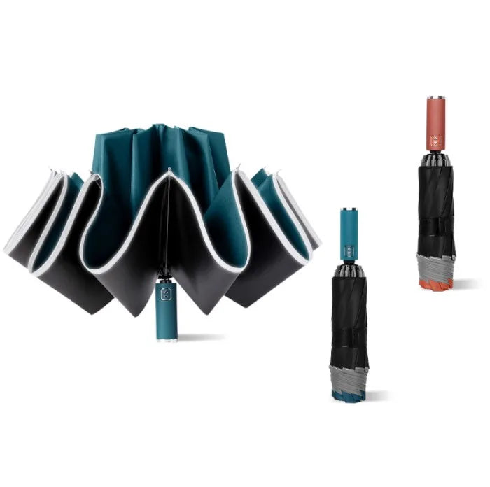 Three Fold Reverse Umbrella Black Glue Folding Full-automatic Reflective Strip Reverse Umbrella
