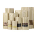 Wholesale Recyclable Food Grade Packaging Stand up Pouch Plastic Kraft Paper Bags for Nut Snack Grain Rice