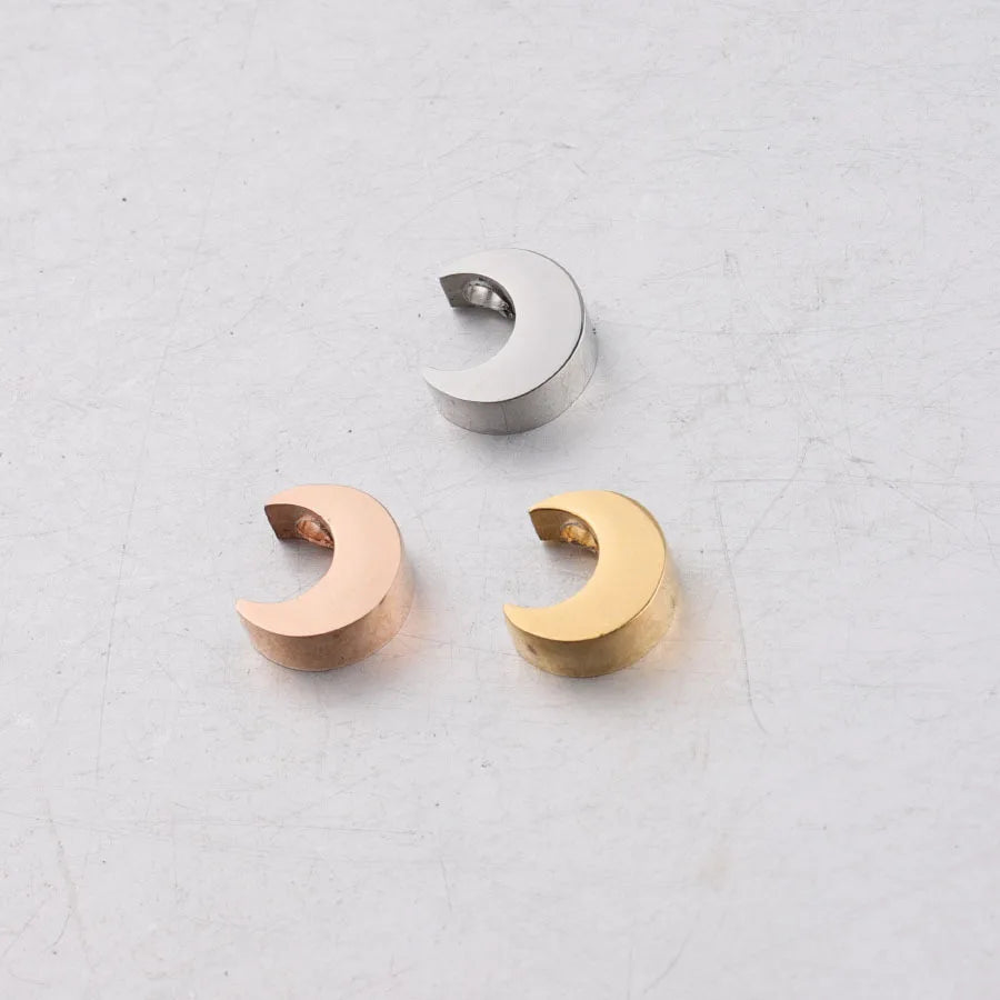 Custom 3*8mm Moon Bead Stainless Steel DIY Jewelry Components for Bracelets Necklaces Earrings Clothes Charm Beads