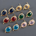 MA19 6pcs/Lot 18K Gold Plated Copper with Zircon Stud Earrings Nickel Free Jewelry Findings Components REACH Pass