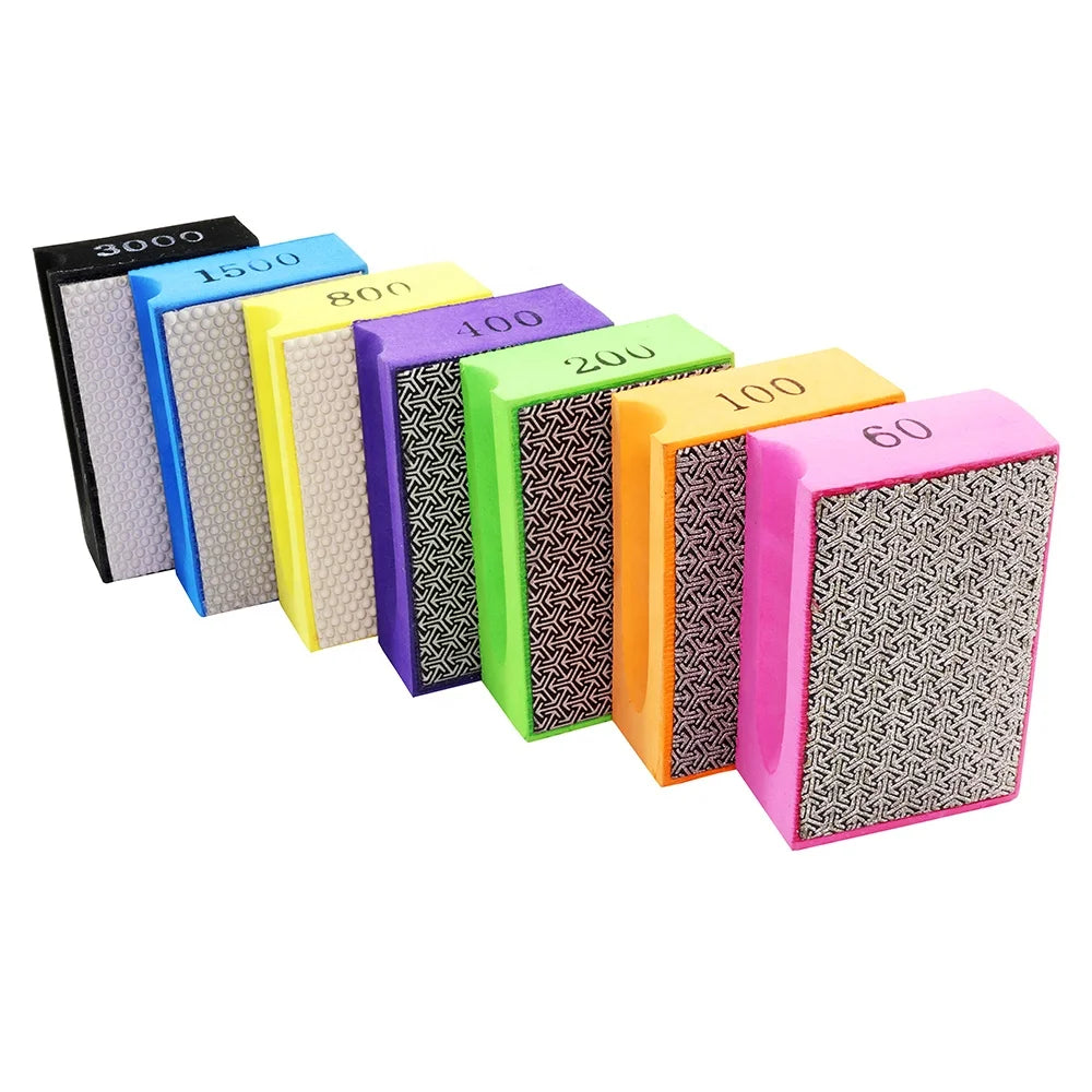 Grits#60-#3000 OEM/ODM Electroplated Diamond Hand Polishing Pad Foam Backed Abrasive Sander for Marble Granite Ceramic & Glass