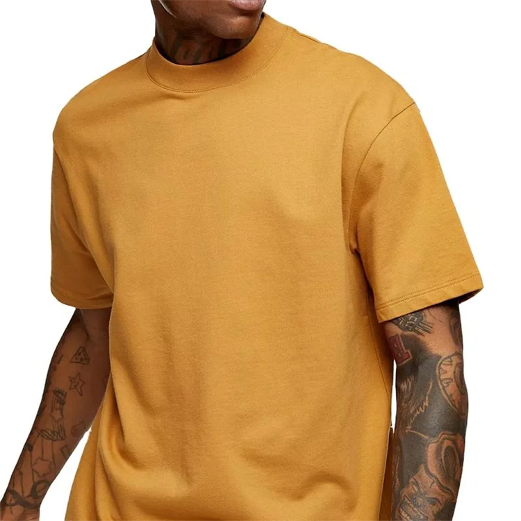 Heavy Thick Collar Custom Men's T-Shirt 100% Cotton Oversized Boxy Fit 210 Gram Knitted Fabric Print Compressed Design