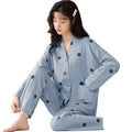 New Design Two Piece Milk Cotton Long Sleeve Women's Pajamas V-neck Sleepwear Sets