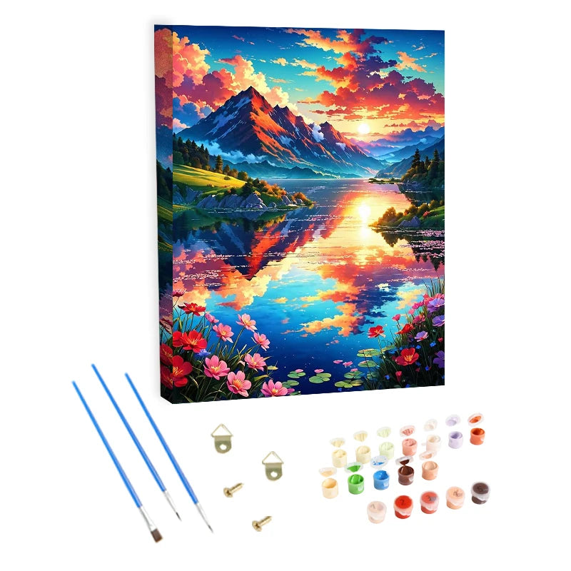 Wholesale Diy Painting by Number Kit Landscape Abstract Digital Oil Painting Artwork 24 Colors Paint by Numbers