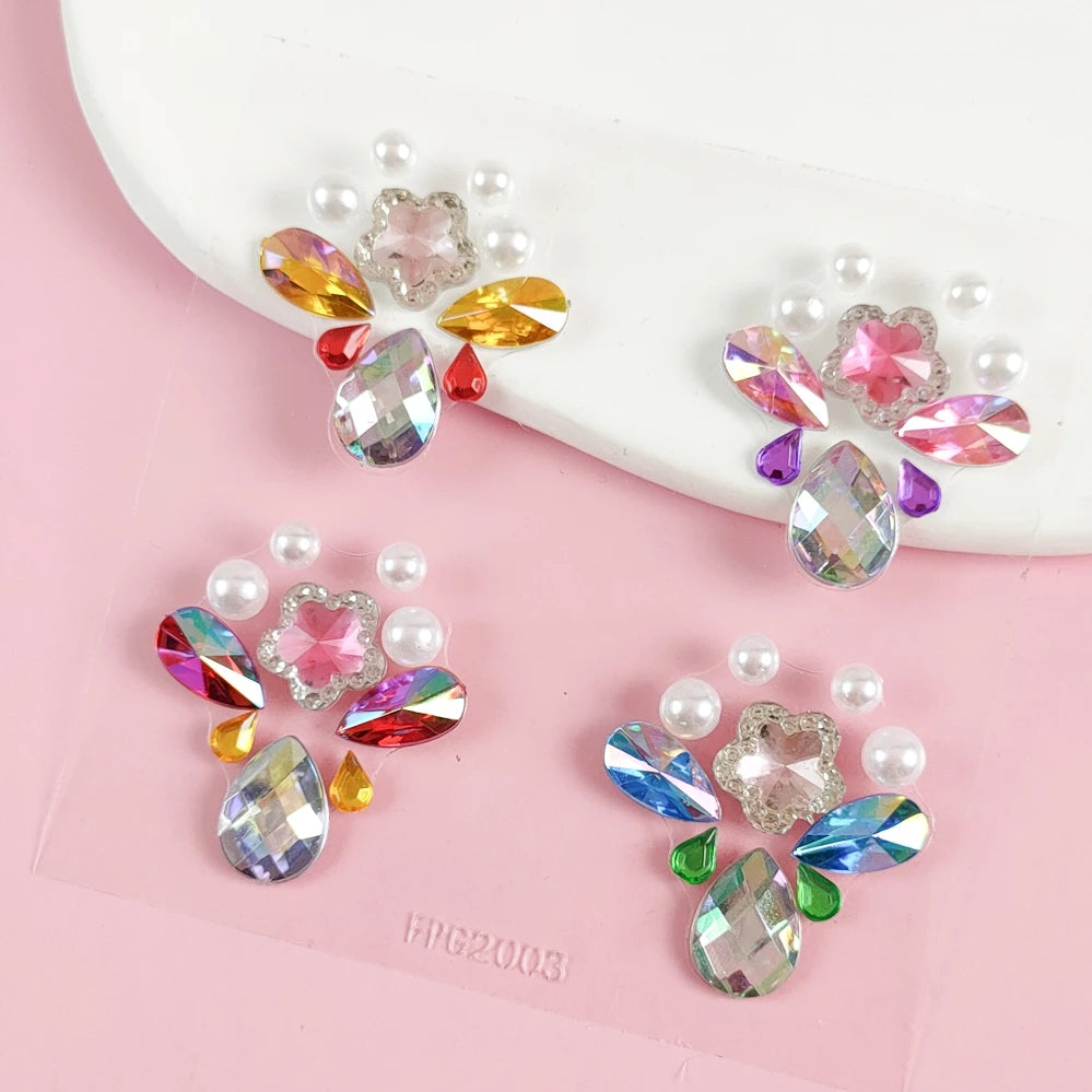 Custom Factory Wholesale 5D Eco-Friendly Temporary Eyebrow Crystal Makeup Face Gems Resin Tattoo Sticker Rhinestone Jewels Easy