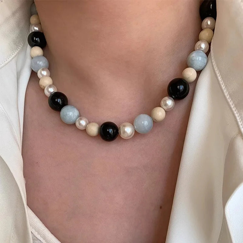 Anniversary Jewelry Stylish Heart-Shape Beaded Necklace with Natural Diamonds and Healing Stones