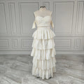 Real Photos Vintage Off Shoulder High Quality Tiered Taffeta Ball Gown Wedding Dress Elegant Women Bridal Dress Wedding15408