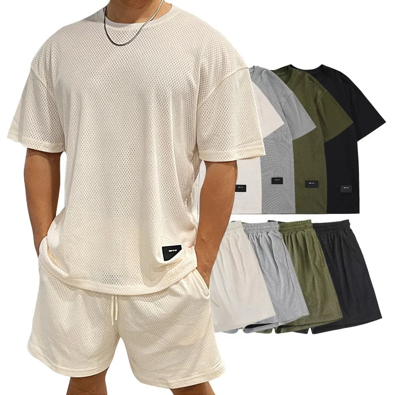 Athletic Running Tracksuits Summer Men Short Sleeve T Shirt and Shorts Set 2 Piece Shorts Tracksuits for Men