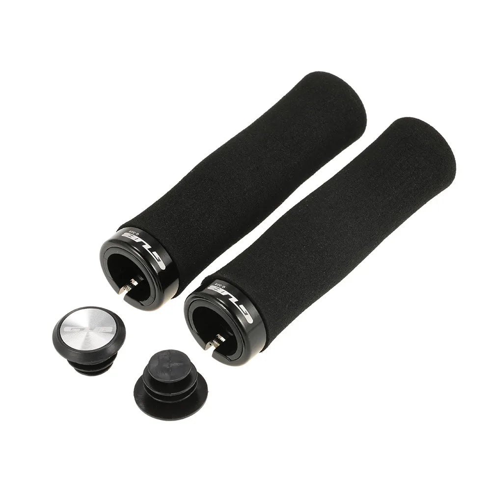 GUB 1 Pair of Anti-slip Cushioned Bike MTB Handlebar Locking Grips Bike Cycling Handlebar Hand Grips with End Plugs Caps for Fol