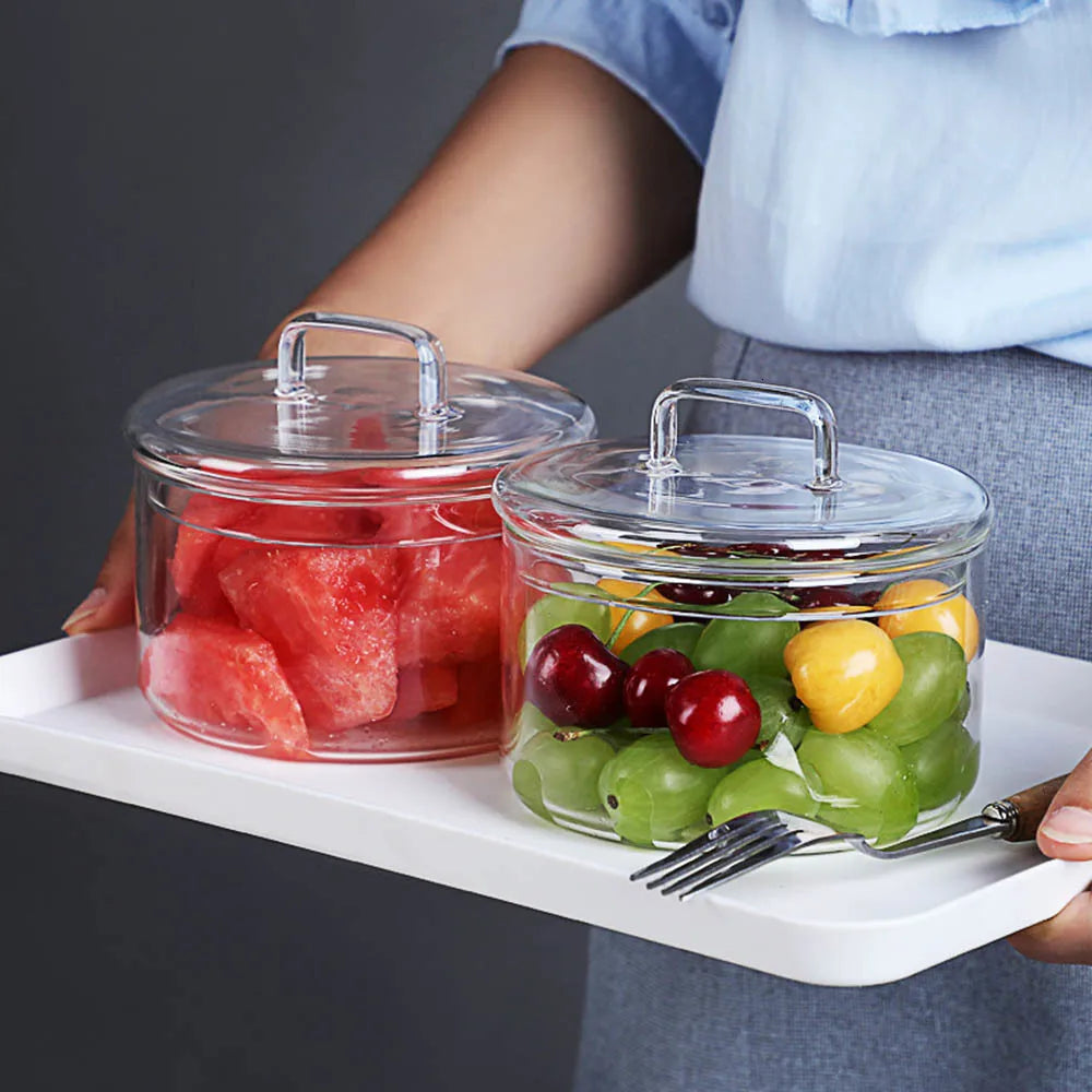 Wholesale Food Storage Container Heat Resistant Glass Bowl Stackabe Round Fruit Salad Bowls Kitchen Soup Pot Clear Cookware Sets