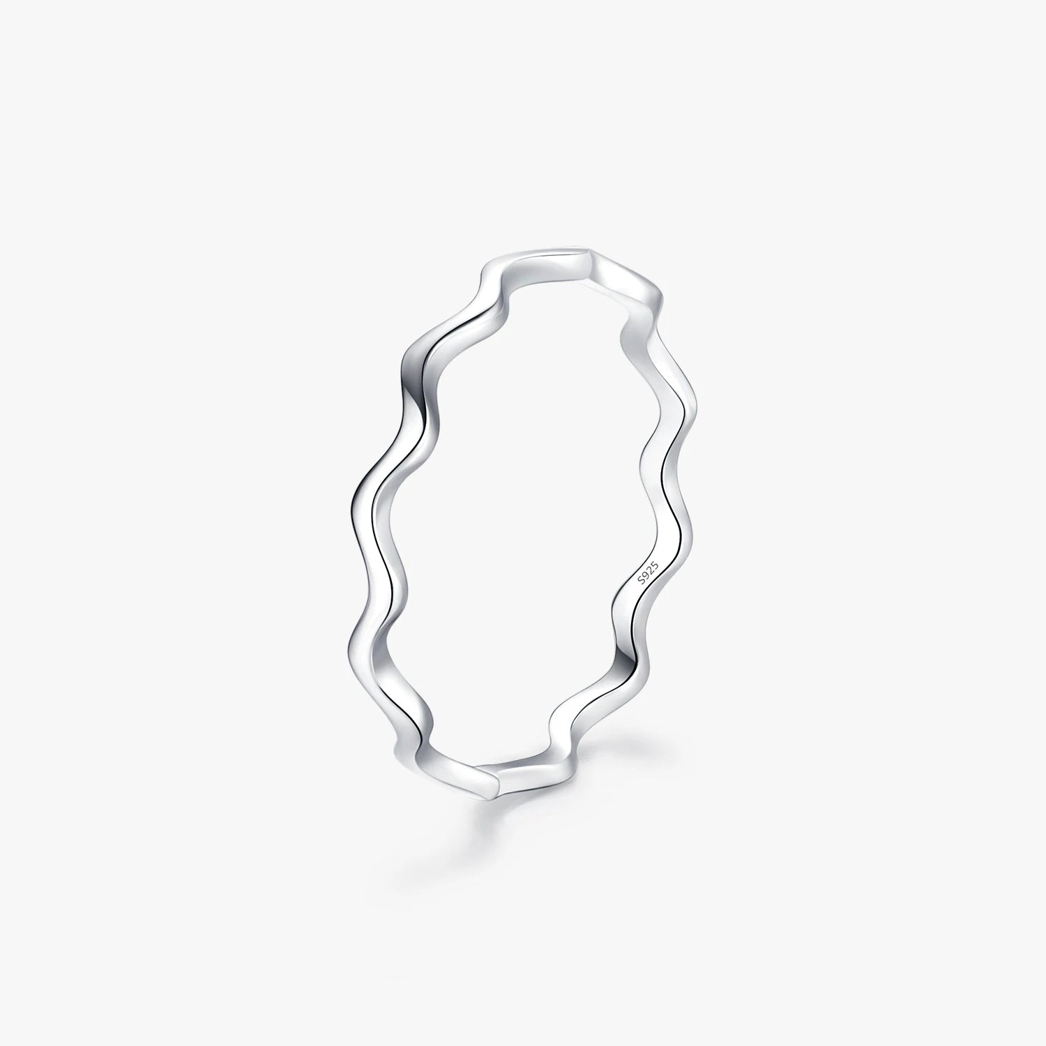 925 Sterling Silver Fashion Thin Finger Ring Simple Stackable Curve Wavy Rings for Women