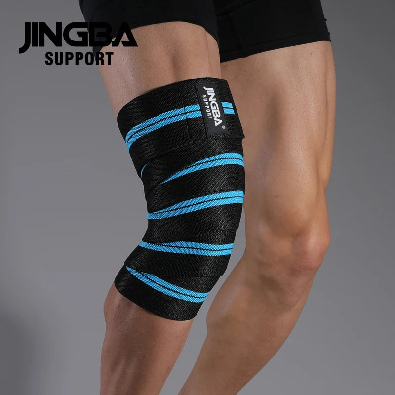 JINGBA Custom Logo Physical Training Knee Sleeves Flexible Polyester Bodybuilding Gym Exercise Calf Support Brace Straps Low MOQ