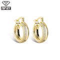 2021 Hip Hop Luxury Silver Gold Circle Earring Studs With Bling Bling Cubic Zircon Crystal Stud Earrings for Holiday Gift