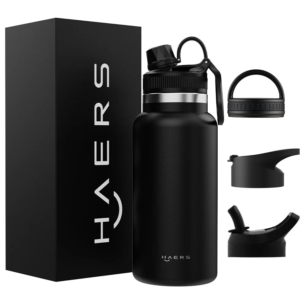 32oz Stainless Steel Reusable Vacuum Insulated Leak-Proof Wide Mouth Sports Bottle with for Rope & Handgrip