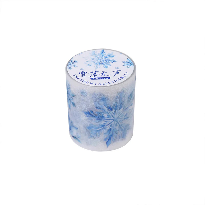 1 Roll Water Activated Rubber Adhesive Masking Tape Snow Falls Silent Series Glitter Sand PET Handbook Pack Collage Bottom