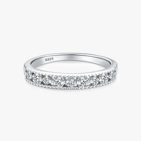 Ailmay Real 925 Sterling Silver Clear Zircon Finger Ring Stackable Round Rings for Women Wedding Engagement Fine Female Jewelry