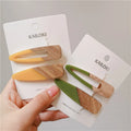 GENYA Cute Hair Clips Wooden Hair Barrettes Yellow Ponytail Hair Clips for Women and Girls