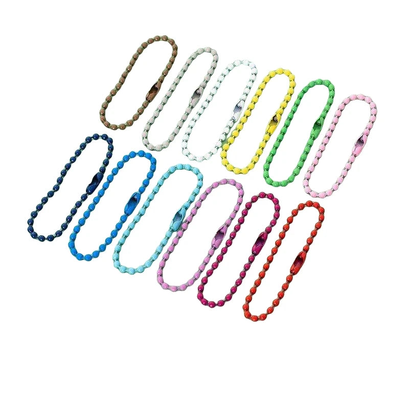 2.4mm Colorful Ball Bead Chain Metal Bead Chain 12CM Length Ball Chain Necklace Keyring KeyChain Hanging Connector Accessories