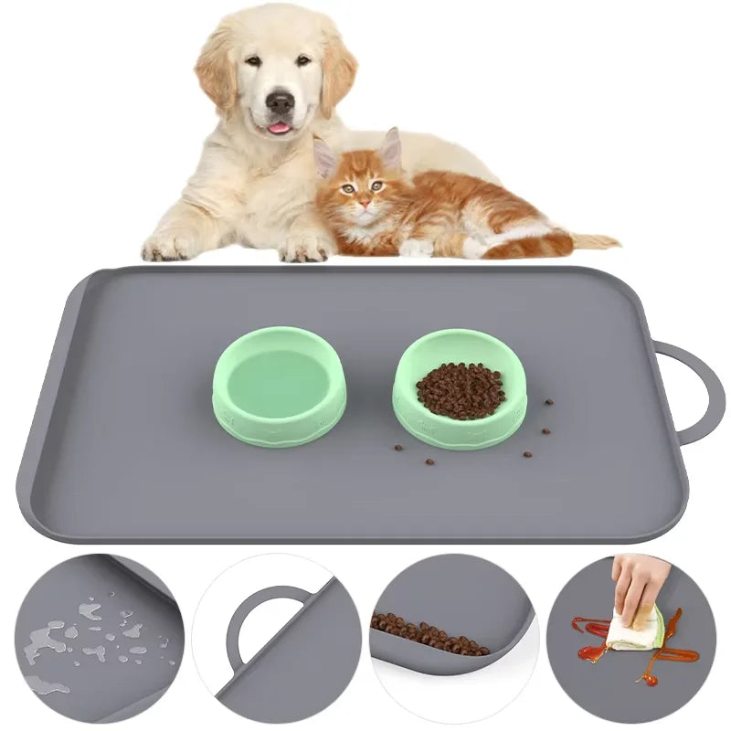 New Arrivals Non-Slip Silicone Pet Food Bowl Mat Silicone Pet Feeding Mat Placemat Tray for Dog and Cat Feeding