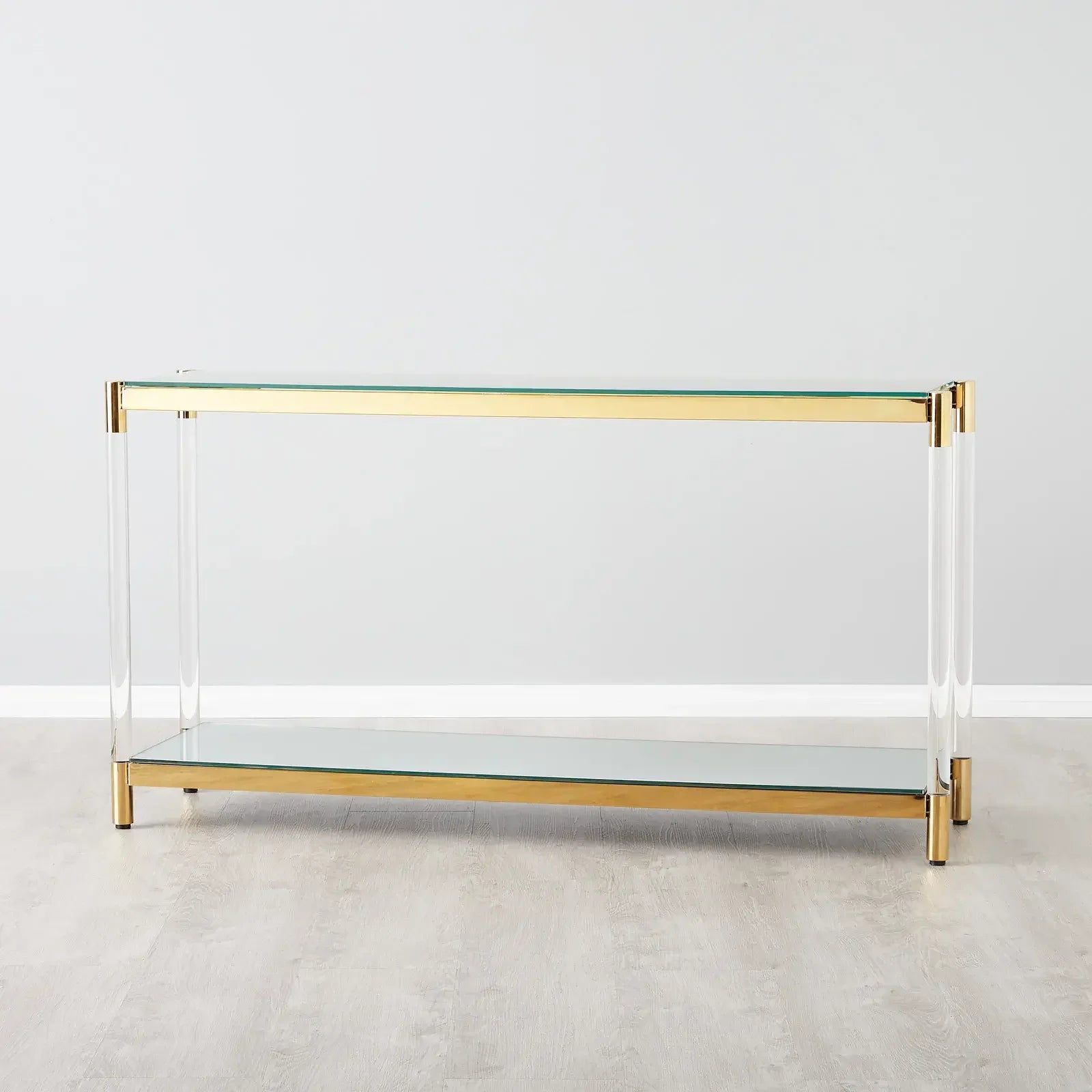 Luxury Modern Entryway Console Table Elegant Stainless Steel Acrylic Glass Mirrored Feature for Home Decor Living Room Furniture