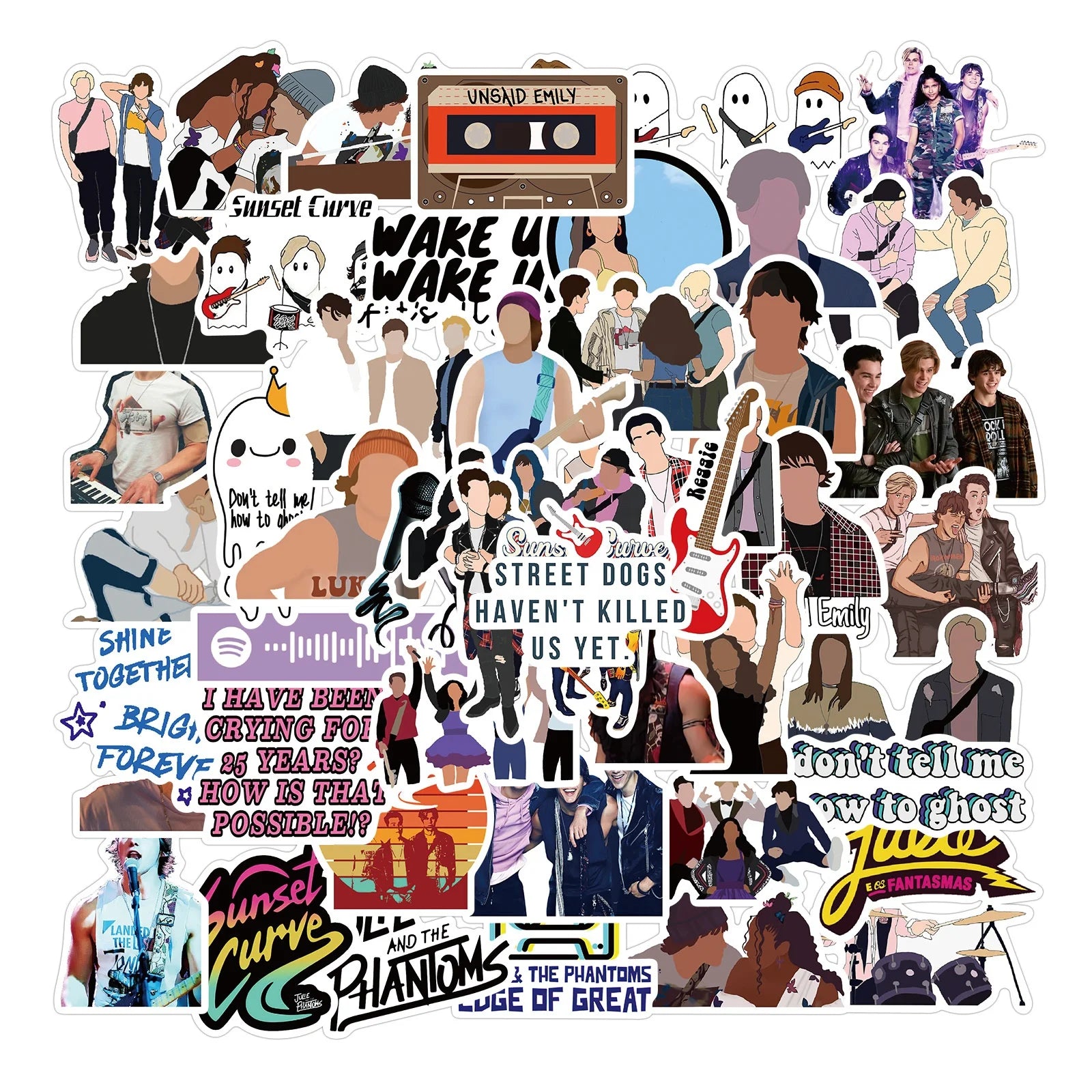 50Pcs Julie And The Phantoms Decor Sticker TV Movies Film Waterproof Vinyl Skateboard Luggage Laptop Diy Stickers Label
