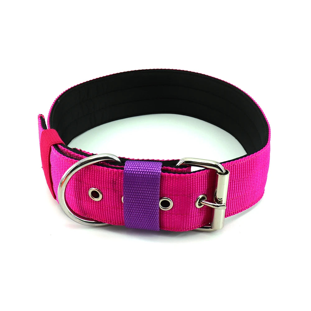 Nylon Dog Collar Custom Tactical Metal Wide Collar Polyester Buckle Bully Adjustable 2 Inch Print Collar De Nylon Para Perros