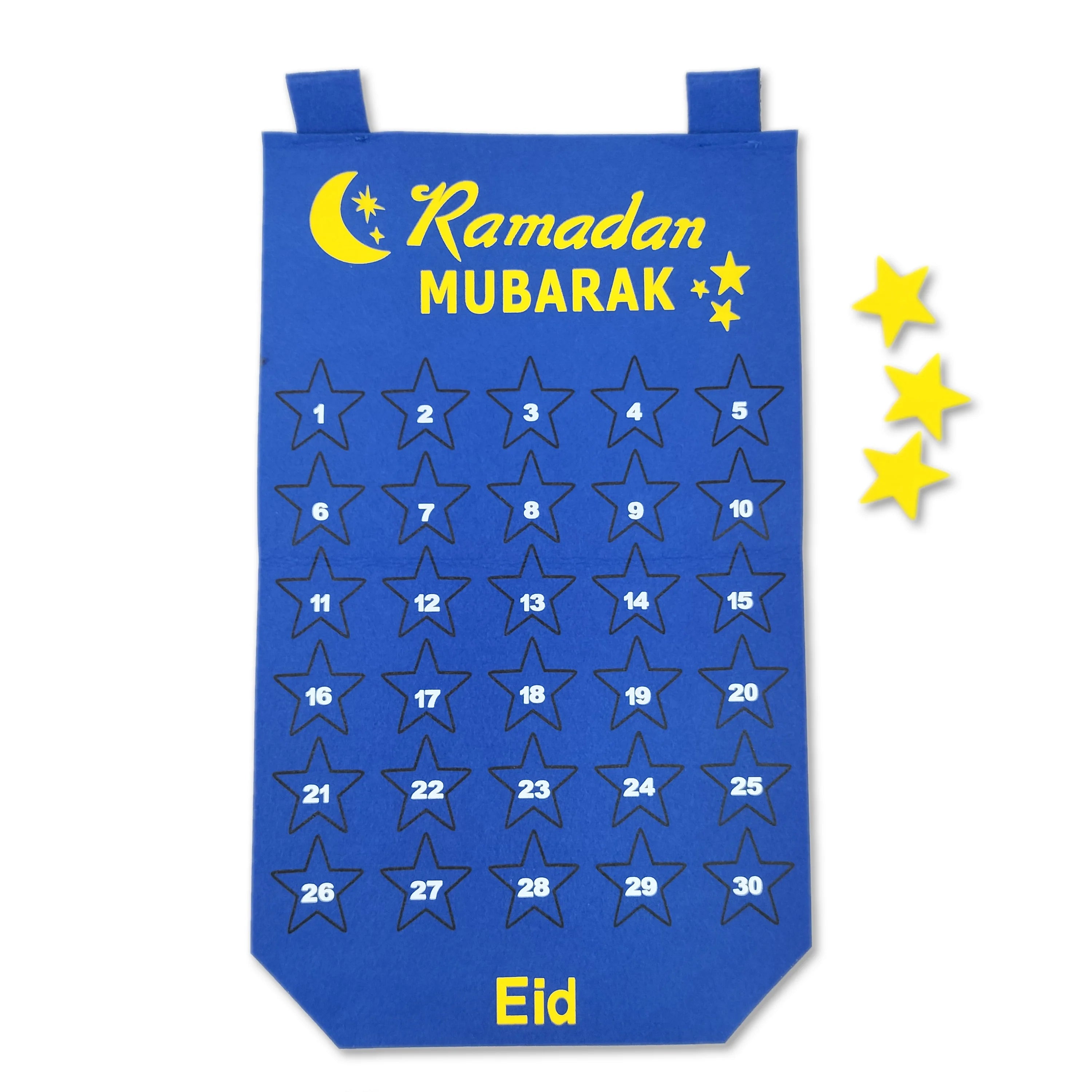 FY Hanging Wall Ramadan Countdown Calendar Eid Mubarak Eco-friendly Felt Fabric Gift Decoration 28x50cm Customized Color