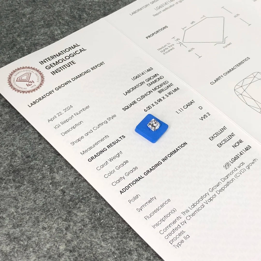 IGI  Certified 1.11ct  D VVS2 Wholesale Lab Created Diamond CVD Lab Grown Diamond