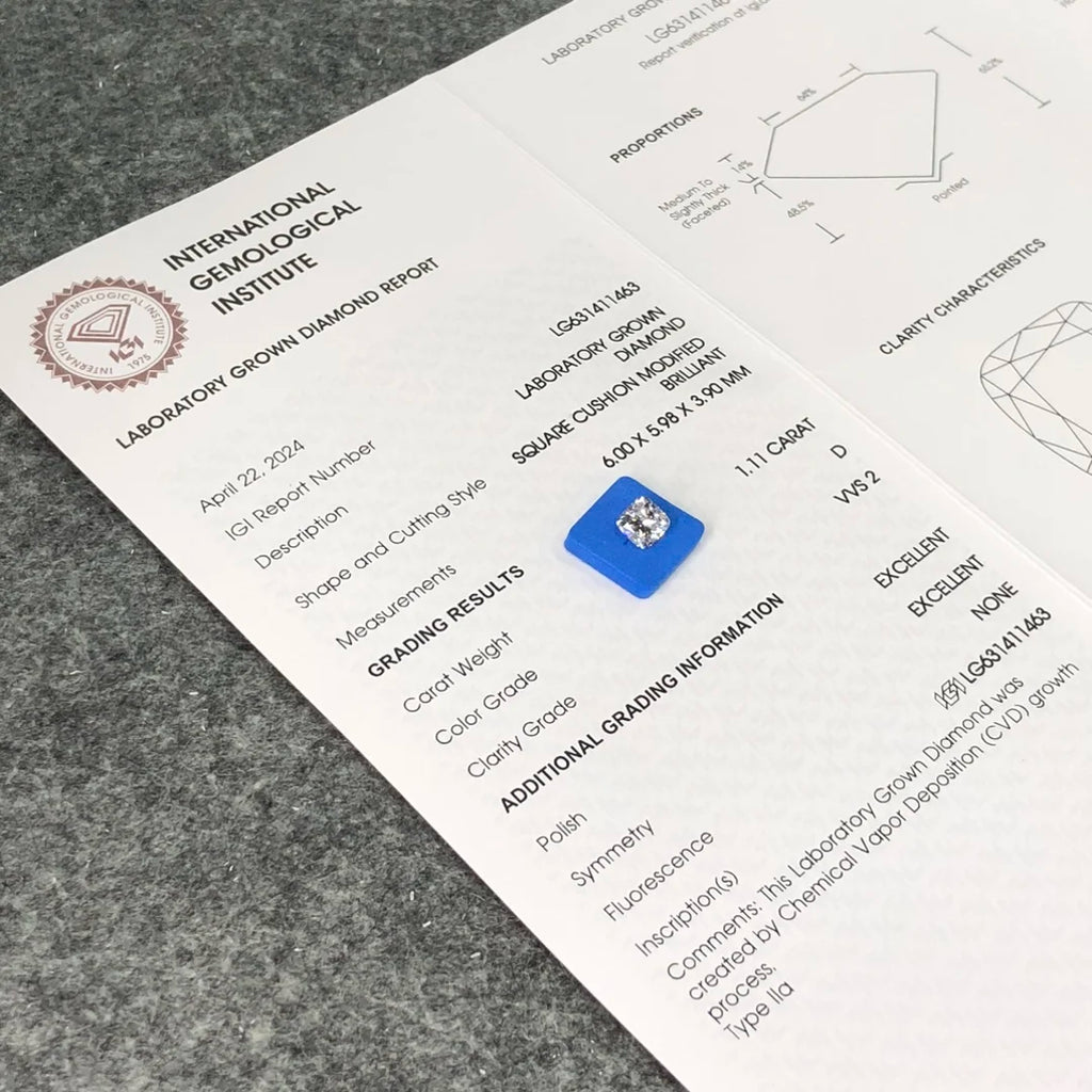 IGI Certified 1.11ct D VVS2 Wholesale Lab Created Diamond CVD Lab Grown Diamond