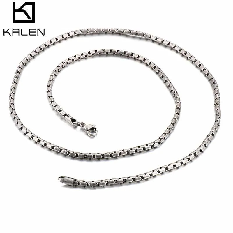 KALEN 650*3mm Vintage Cubic Zirconia Initial Hollow Link Chain Necklace