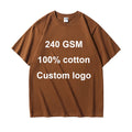 240 GSM Men Basic Tee 100% Cotton Crewneck T-Shirts Short Sleeve Custom Logo Puff Printing US Size Regular Fit T Shirts