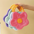 Quick Dry Hand Towels Coral Fleece Handkerchief Kitchen Bathroom Absorbent Dishcloth Cleaning Cloth Creative Flower Shape