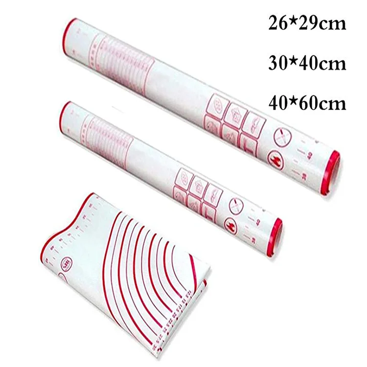 Full-Size Nonstick Nonslip Food Grade Silicone Dough Mat Multi-Purpose Pastry Mat Set 40x60cm Eco-Friendly Baking Pastry Tools