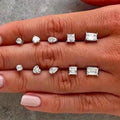 CAOSHI 5 Shape Rectangle Square Pear Heart Round Claw Pave Sparkling Crystal 5A Zirconia Small Stud Earrings
