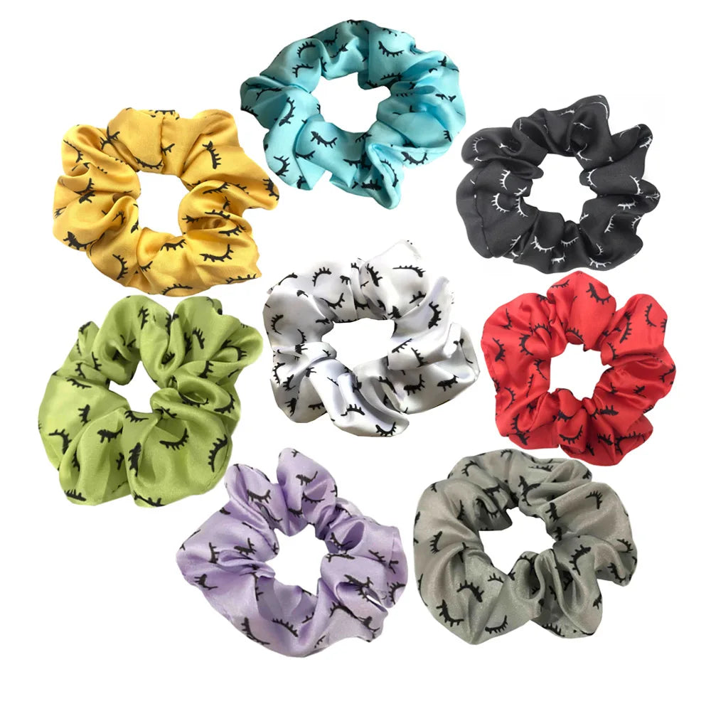 100Pcs 20 Colors Eyelash Hair Scrunchies Wholesale Elastic Band Scrunchy Bun Girls Ponytail Holder Women Headwear Bracelet