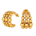 Fashion Jewelry Stainless Steel 18K Gold Plating Three Layers Beads C Shaped Stud Earrings Aretes De Mujer
