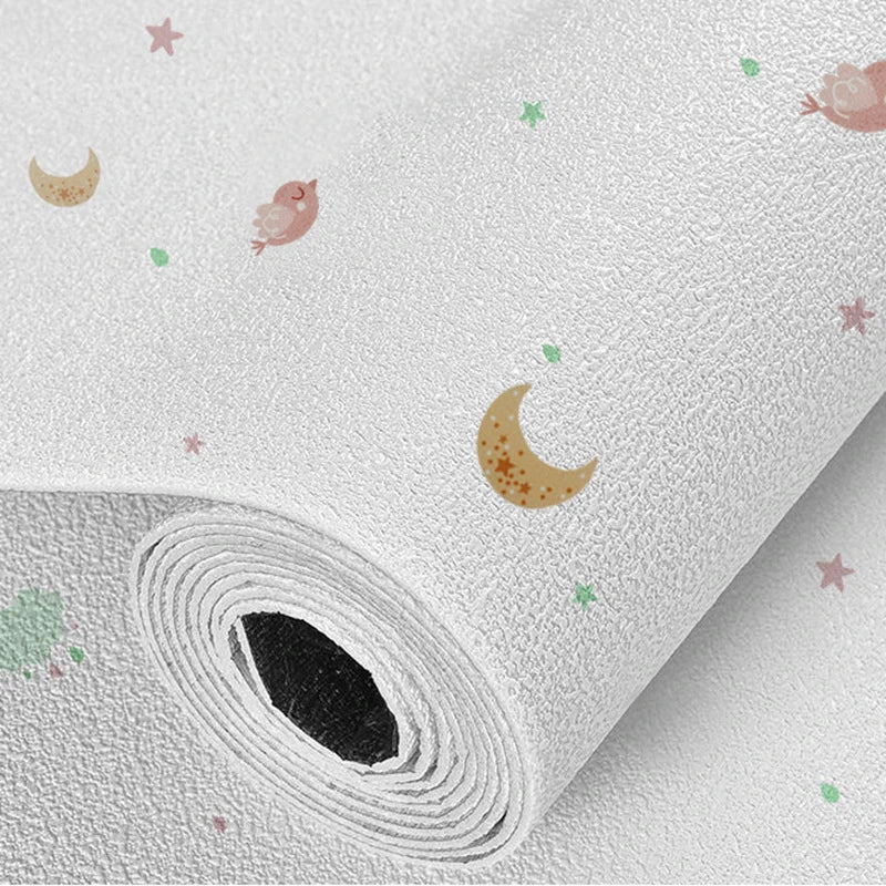 Kids Room Cartoon Design PVC Foam Home Decor Waterproof Wallpaper Rolls