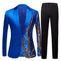 New Men's 2 Pieces Casual Embroidery Sequin Suit Gold Plus Size Anti-Wrinkle Worsted Fabric for Party Wedding Groom Dress Suits