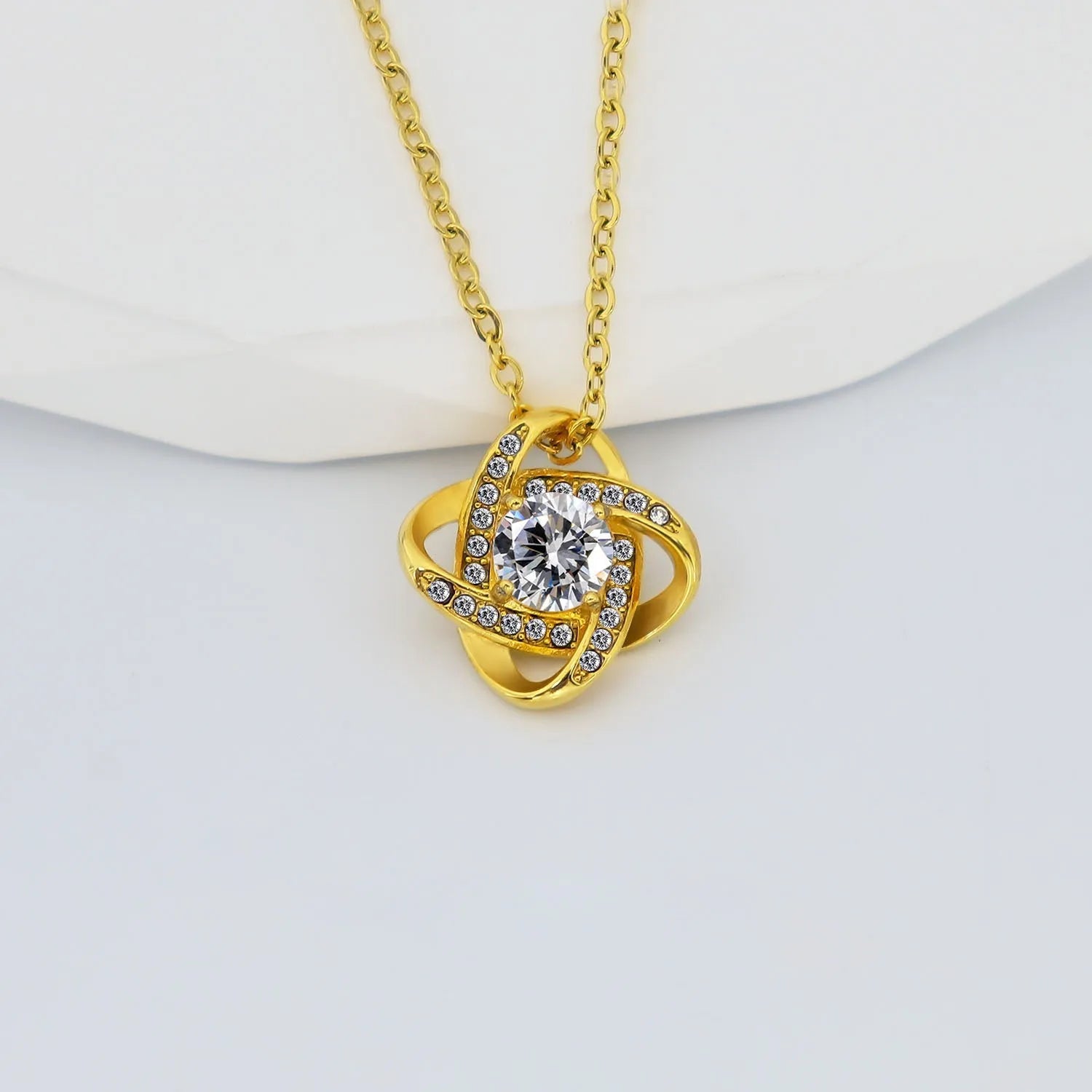 G1647 Wholesale Collier Stainless Steel 18K Pvd Gold Plated Zircon Four 4 Leaf Clover Pendant Love Knot Necklace Fashion Jewelry