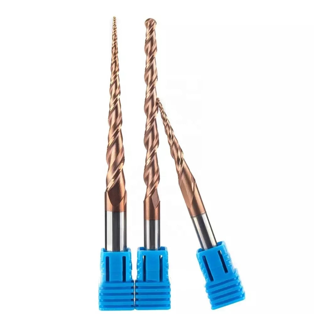 Weix Hot Sale 2 Flute Solid Carbide Taper Ball Nose Router Bits Rainbow Coating Woodworking Milling Cutter