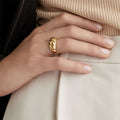 EManco Chunky Twisted Rope Rings 18K Gold Plated Croissant Ring Stainless Steel Ring Fashion Jewelry Women