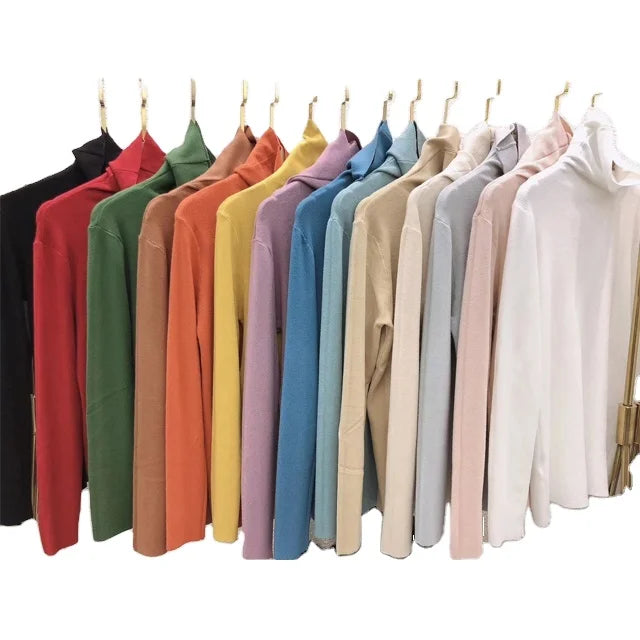 Wholesale Custom LOGO Sweater for Women Long Sleeve Turtleneck  Ladies Clothes Girl Knitted Pullover Sweater Women