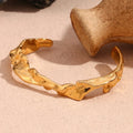 Irregular Hammered Cuff Bangle Spring 2024 Fashion Gold Plated Waterproof Stainless Steel Jewelry