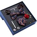 Men's 6pcs Tie Set More Color for Choose Bow Tie Pocket Square Cufflinks Set for Suit or Tuxedo