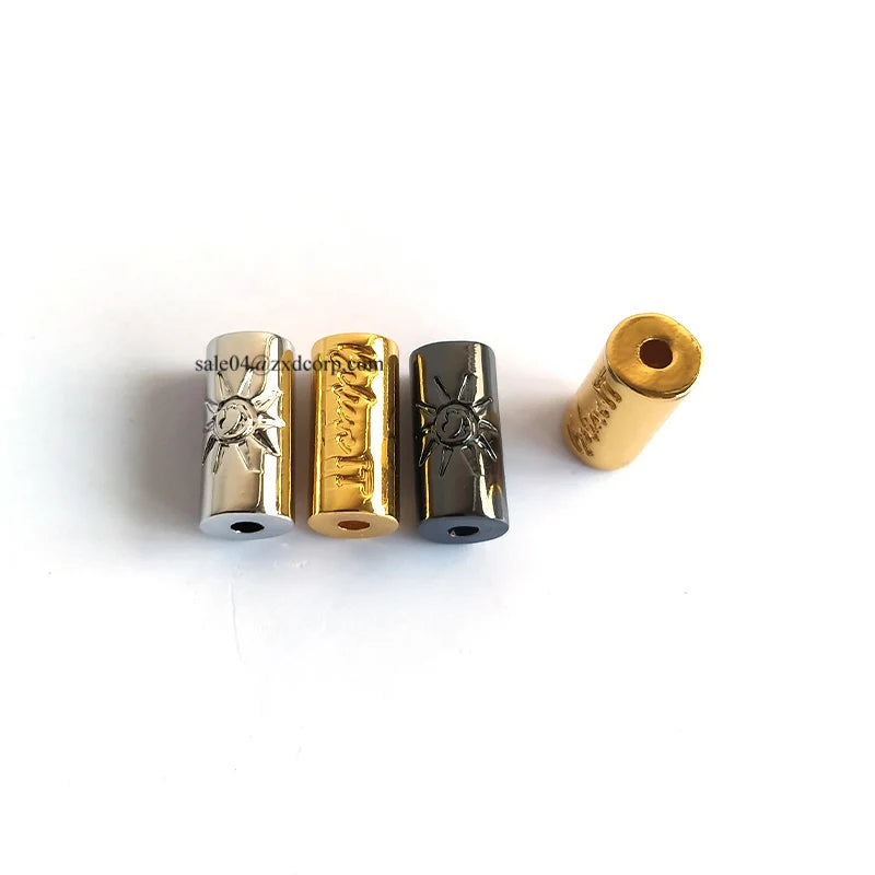 Zinc Alloy Custom Metal Logo Bead Engraved Brand Name Spacer Beads for Jewelry Making