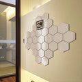 Living Room Bedroom Background Wall Art Deco Hexagon Self-adhesive Acrylic Mirror Home Decoration