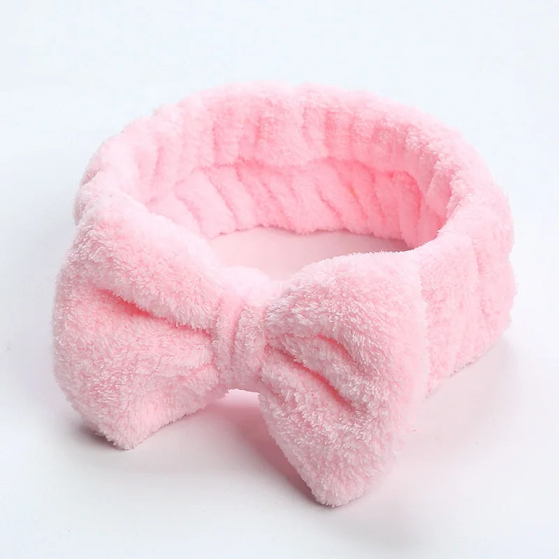 Fluffy Towel Headbands Spa Headband Facial Makeup Bow Head Band for Women Girls Washing Face Skincare Shower
