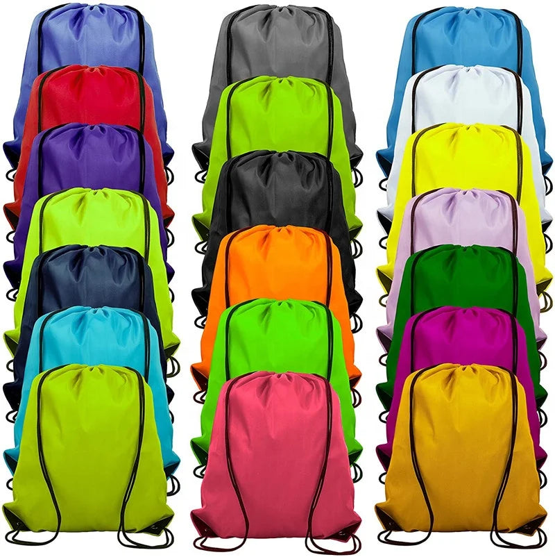 15 Colors Stock Promotional Drawstring Backpack Bags Sack Pack Cheap Tote Sport Storage Polyester Bag for Gym Traveling